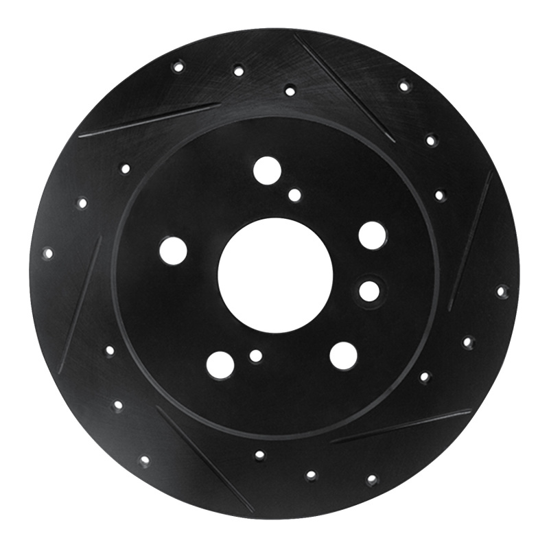 Toyota Avalon Brake Rotor (1) - Rear Right - R1 Concepts - Drilled & Slotted - Black - `00-`04
